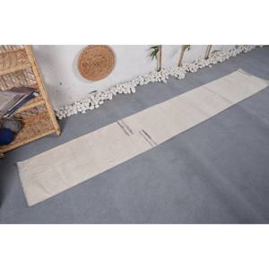 Alfombra de lana blanca clásica moderna, diseño de retazos de 1,4x8,5 pies para sala de estar, entrada, dormitorio, rectángulo, patrón de pasillo, látex - Product Image 2