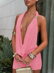 Summer Women's Sexy Color Dep V Neck & Design,Open Ack Mini Dress LdealForOutfits SuitableForMusicfestivalsPartyDaiy Dresing - Product Image 3