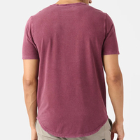 T-shirts pour hommes lavés, à manches courtes, en coton de bambou, col rond, jersey bio, coupe oversize