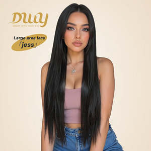 Jess C-DWY 13x6 Lace Front Glueless Synthetic <b>Wig</b> <b>Long</b>-Length Straight with Layer-Cut Blonde Highlight Clearance Sale - Product Image 1