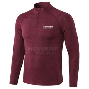 Camisa de compresión para hombre al por mayor con cremallera que absorbe la humedad camiseta de compresión deportiva para hombre - Product Image 1