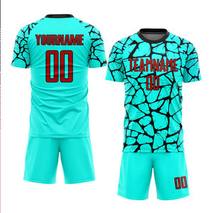 Vente en gros de maillots de football à sublimation rouge-noir Aqua personnalisés, uniformes de conception personnalisée pour le football et le sport - Product Image 1