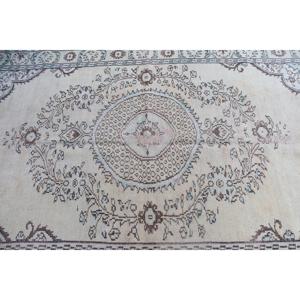 5.2x8.4 ft Vintage Rug, Turkish Rug, <b>Brown</b> Floral <b>Wool</b> Rug - Product Image 4