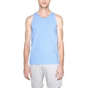 เสื้อกล้ามสำหรับไปยิมของผู้ชายสีฟ้าอ่อนผ้าสแปนเด็กซ์/ คอตตอน/โพลีเอสเตอร์ระบายอากาศได้แบบแห้งเร็วสไตล์อังกฤษออกแบบโลโก้ได้ตามต้องการจากโรงงาน - Product Image 1