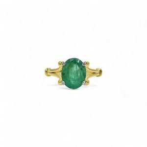 Natural Emerald Diamond Ring 925 Sterling Silver 14K Gold Plated Handcrafted Fine Jewelry Elegant <b>Gift</b> For Her Women - Product Image 6