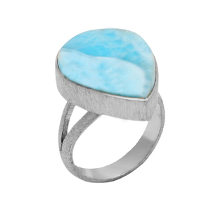 Wholesale 925 Sterling Gold Plated Silver Ring Natural Larimar Semi-Precious Gemstone 18K Gold <b>Diamond</b> Pearl Zircon Cut Jewelry - Product Image 2