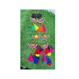 Estilo de playa hecho a mano tres capas llavero borlas bolso encanto colgante joyería bohemio multicapa colorido Boho borla llavero - Product Image 2