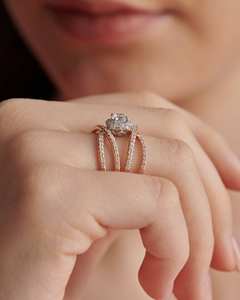 Ensemble de bagues de fiançailles en forme de croix de haute qualité 1ct Moissanite 14K Gold Wedding Jewelry Lab Grown Diamond Bulk Supplier Export - Product Image 5