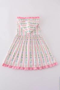 Vestido de Algodón Suave con Estampado Floral Rosa y Volantes para Niñas, Elegante Traje de Bebé Lavable para Primavera y Ocasiones Especiales - Product Image 5