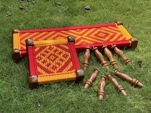 Handcrafted Wooden Cotton Rope Woven Khat Bed Handmade Furniture for Living Room Wooden Charpai Khat for Sitting - Set of 3 - Product Image 6