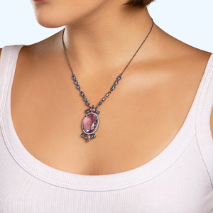 <b>Black</b> Royal Rhodium Chain Moissanite Diamond Iced Out Chain <b>Necklace</b> For Women's Fashion Jewelry Oval Shape Diamond Jewelry - Product Image 4