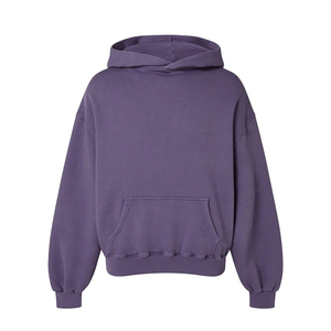 เสื้อฮู้ดดี้ผู้ชายทรงบ็อกซี่ สตรีทแวร์ ผ้าคอตตอนหนานุ่ม ทรงหลวมไหล่ตก เสื้อฮู้ดดี้ครอปทรงบ็อกซี่ ผ้าคอตตอนผสม - Product Image 1