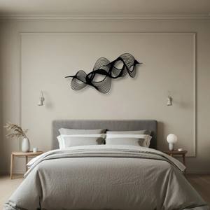 Art mural abstrait moderne en métal, art linéaire contemporain, décoration murale suspendue, fait main, cadeau personnalisable pour une nouvelle maison, Diwali, haute qualité - Product Image 5