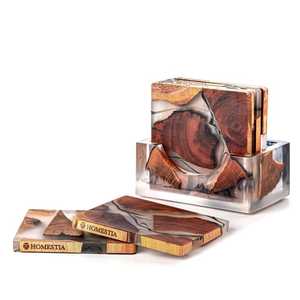 จานรองแก้วไม้เรซินรูปแบบชนบทสำหรับตกแต่งบ้านที่สวยและเป็นธรรมชาติ - Product Image 2