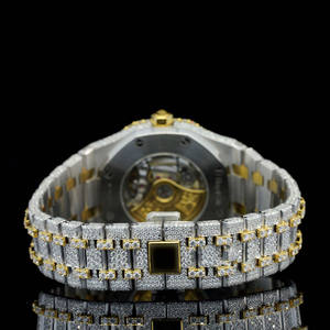 Esfera de lujo para hombre, reloj automático con diamantes cultivados en laboratorio, función de ventana de fecha, movimiento japonés de acero inoxidable, estilo de negocios - Product Image 4