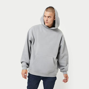 Sudadera con capucha de felpa francesa de algodón 100% de peso pesado para hombre, sudadera térmica de gran tamaño con hombros caídos, logotipo personalizado, Invierno grueso - Product Image 1