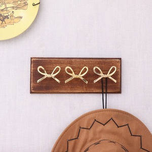 Handmade Bulk Decorative Wooden <b>Wall</b> Hook with 3 Golden Bow Brass Hooks for Hanging Clothes for Bedroom & Kitchen - Product Image 5