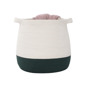 Grand panier en corde de coton surdimensionné avec poignée, design bohème, nouvellement conçu, fait à la main, de haute qualité, pour montage mural extérieur, pour enfants - Product Image 1