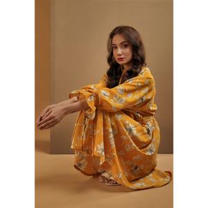 Vestido MIDI floral con mangas acampanadas para mujer - Product Image 1