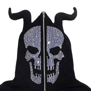 Venta al por mayor de sudaderas con capucha de diamantes de imitación con diseño personalizado de algodón mezclado personalizado sudaderas con capucha de diamantes de imitación - Product Image 2
