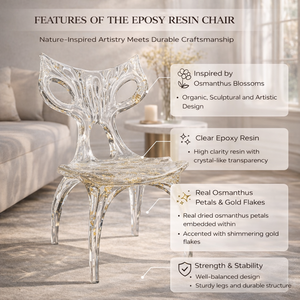 Chaise de salle à manger de luxe moderne, fauteuil en résine époxy transparente avec gouttes de cristal pour hall d'hôtel, villa, mobilier contemporain - Product Image 5