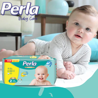 PERLA Junior No.5 Couches-culottes jetables en pâte fluff imprimée douce pour bébés nouveau-nés unisexe, surface sèche, absorption et protection anti-fuites 28-45