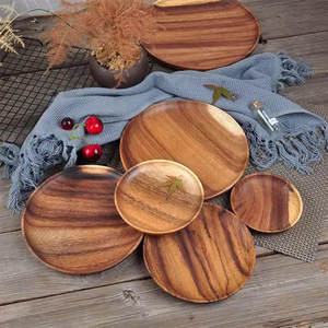ถาดไม้ทรงกลมทำจากไม้กระถินเทศ สำหรับเสิร์ฟอาหาร จานสำหรับงานเลี้ยง จัดแสดงผลไม้อบแห้ง - Product Image 1