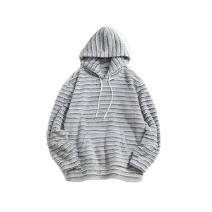 High Quality Unisex Sustainable 100% Cotton <b>Christmas</b> Striped Pattern Terry <b>Hoodie</b> with Kangaroo Pocket Customizable Oversized - Product Image 1
