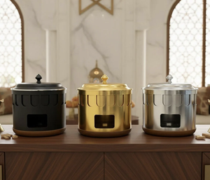 Casserole Moderne en Acier Inoxydable Écologique Prête pour l'Induction et le Gaz, Style Moyen-Orient, avec Couvercle, pour Maintien au Chaud des Aliments en Buffet - Product Image 4