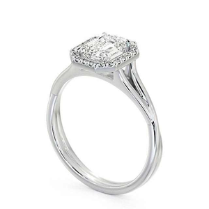 Bagues de fiançailles en or jaune massif 14 carats avec diamant de laboratoire taille émeraude, tige torsadée, pour femmes, bijoux tendance, vente en gros - Product Image 6