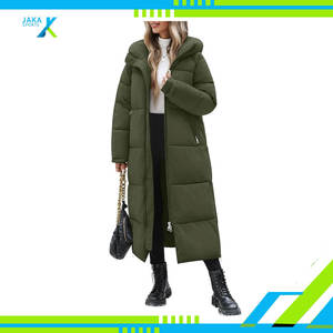 Manteau d'hiver matelassé en toile tricotée pour femme, chaud, en peau de mouton, à capuche, parka maxi, fermeture éclair latérale, fente standard, vêtements d'extérieur - Product Image 2