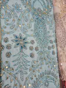 Dentelle à paillettes élégante perlant tissu extensible luxe nuptiale pour mariage - Product Image 4