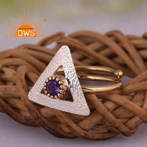 Dernière conception faite à la main 18K plaqué or naturel améthyste pierre précieuse bague empilable bijoux personnalisés pour les femmes cadeau pour elle - Product Image 2