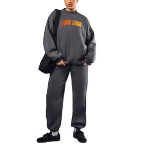 Conjunto de 2 piezas personalizado al por mayor para correr para mujer, Sudadera con capucha y hombros descubiertos, ropa informal de invierno de algodón 100% - Product Image 1