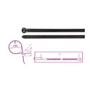 Bridas para cables negras BETA Diente de acero Resistente a los rayos UV Nylon Paquete múltiple Bridas para cables de nylon con dientes de acero BETA Resistente a los rayos UV negros - Product Image 1