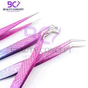 Pince à épiler d'extension de cils en acier inoxydable, couleur pailletée, nouveau fournisseur - Product Image 3