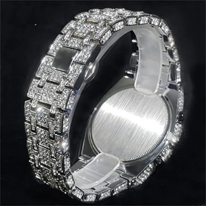 Reloj de pulsera de lujo con diamantes de moissanita de 45mm para hombre, movimiento de cuarzo, clásico, antiguo, deportivo, estilo Hip Hop, pantalla analógica, esfera de cristal - Product Image 2
