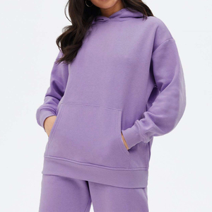 New Fitness Winter 2 Piece Set <b>Joggers</b> Tracksuits for Women 100% Cotton Fleece Custom <b>Oversized</b> Hoodie and Pant Women Tracksuits - Product Image 2