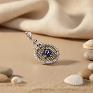 Pendentif fleur en saphir en argent 925 plaqué or rose rhodié pour femmes - Product Image 2