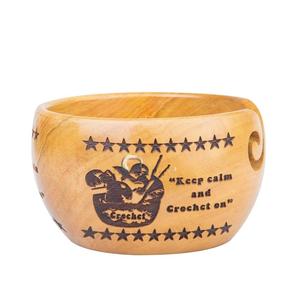 Handmade Yarn Storage <b>Bowl</b> with Carved Window Natural Wood <b>Knitting</b> Crochet 7X 3 Inch Antique and Modern - Product Image 6