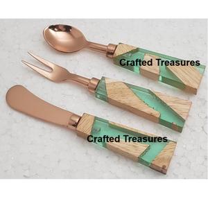 Juego de queso de lujo con mango de resina multicolor, acero inoxidable Chapado en bronce, accesorios de cocina para restaurante, utensilio - Product Image 4