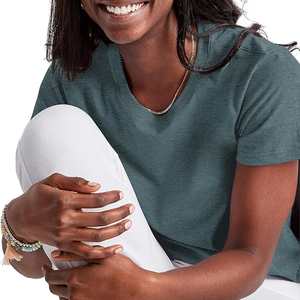 100% coton T-shirt femme coupe ajustée demi-manches col carré T-Shirt femme coton T-Shirt femme classique - Product Image 4