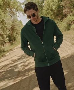 Sudaderas con capucha informales ajustadas para hombre 100% algodón peso medio y ropa activa bordada cálida con cremallera patrón sólido forrado - Product Image 6