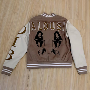 Custom Chenille Patches Embroidered Logo Genuine Leather Sleeves Letterman Baseball university College Baseball <b>jacket</b> for men - Product Image 6