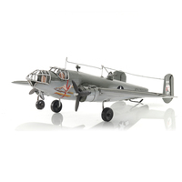 Modèle d'avion à hélice vintage en fer forgé fait main, figurine d'aviation antique, décoration d'avion en métal, objet de présentation artisanal AJ052