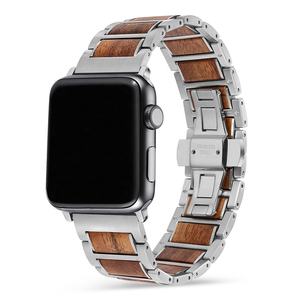 Correa de lujo de madera de Koa y acero inoxidable para <span class=keywords><strong>Apple</strong></span> <span class=keywords><strong>Watch</strong></span> IWatch Series Ultra2 1-10 38/40/41/42/44/45/46/49mm - Product Image 1
