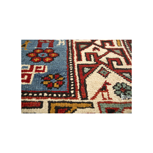 Alfombra Kiaan Azul de Lana Anudada a Mano con Patrón Geométrico, Rectangular, para Pasillo o Sala de Estar, 9x12 Pulgadas - Paem-1392 - Product Image 3