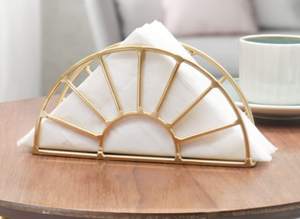 High Quality Gold Plated Metal Tissue Holder Easy Portable Napkin Stand for <b>Weddings</b> Dinners Dinnerware Export Orrizen - Product Image 5