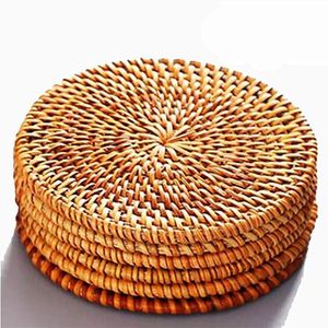 Diseño de tendencia, alfombrilla para mesa de comedor, posavasos de yute tejido a mano resistente al calor, alfombrillas bordadas para café, manteles individuales de lino de yute de ratán - Product Image 6