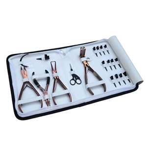 Hair Extension tools Applicator Kit Rose gold <b>Tape</b>-In Pliers <b>Micro</b> Bead Crimping Tool Bead Remover Embroidery Scissor & Needles - Product Image 1
